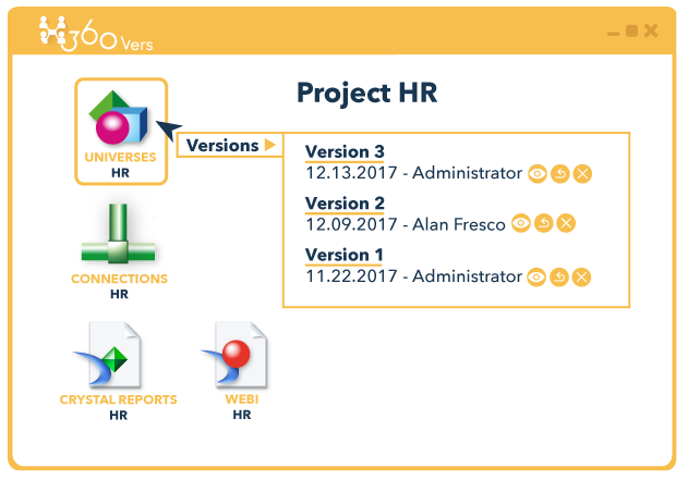 Vers Project Versioning Screen